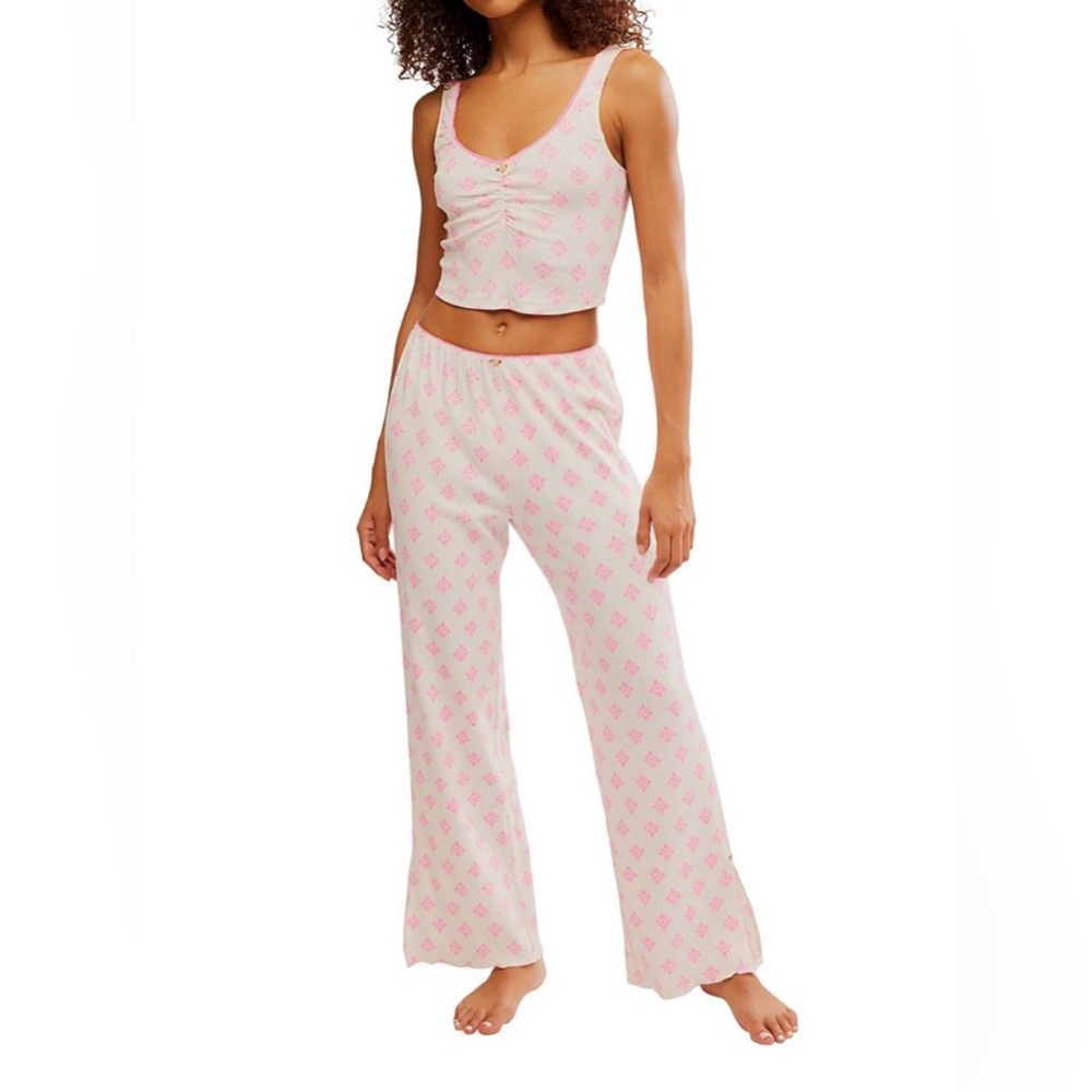 NWT Free People Intimately Fresh In Love Ditsy Floral Pointelle Set Size Large